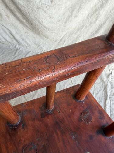 A rustic 1940s Irish vernacular pine famine hedge row chair