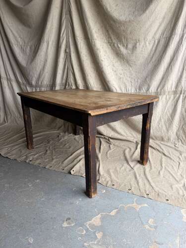 A Victorian antique pine scrub top kitchen table