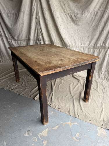 A Victorian antique pine scrub top kitchen table
