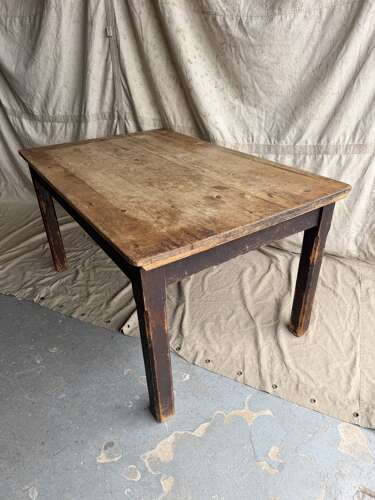 A Victorian antique pine scrub top kitchen table