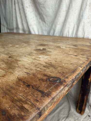 A Victorian antique pine scrub top kitchen table