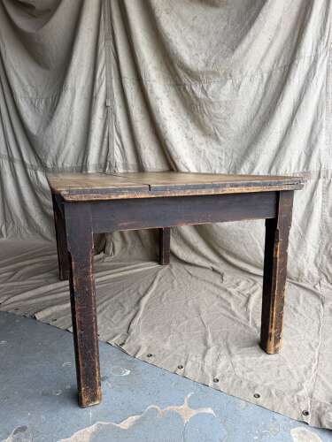 A Victorian antique pine scrub top kitchen table