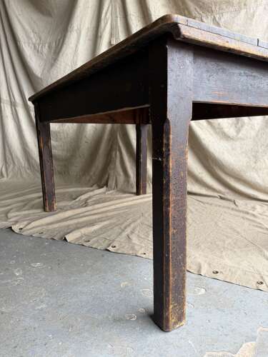 A Victorian antique pine scrub top kitchen table