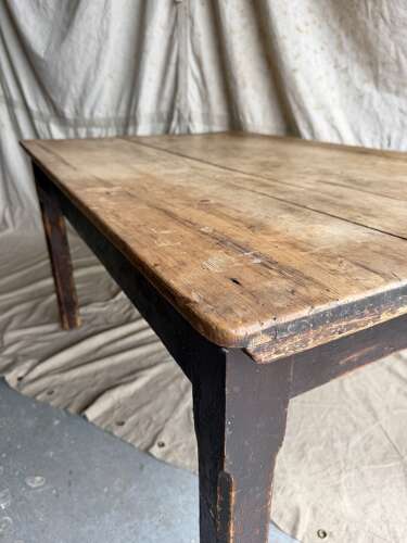 A Victorian antique pine scrub top kitchen table
