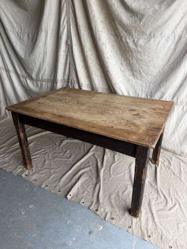 A Victorian antique pine scrub top kitchen table
