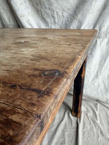A Victorian antique pine scrub top kitchen table