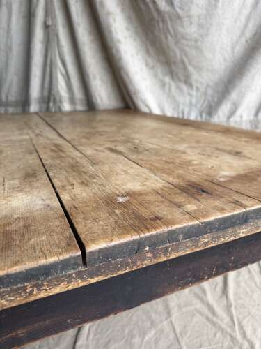 A Victorian antique pine scrub top kitchen table