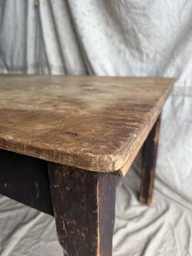 A Victorian antique pine scrub top kitchen table