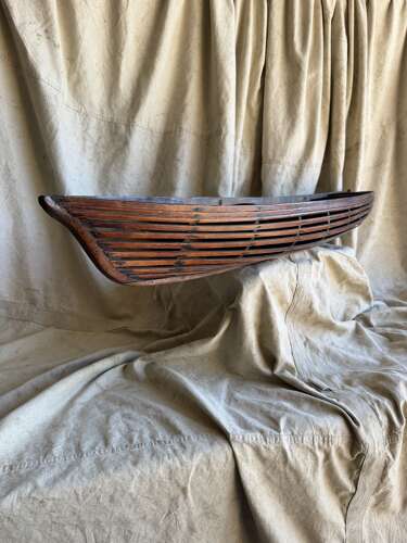 A Welsh 19th century antique boat builder’s plank on frame half hull scale model