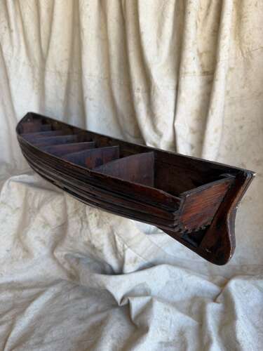 A Welsh 19th century antique boat builder’s plank on frame half hull scale model