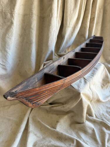 A Welsh 19th century antique boat builder’s plank on frame half hull scale model
