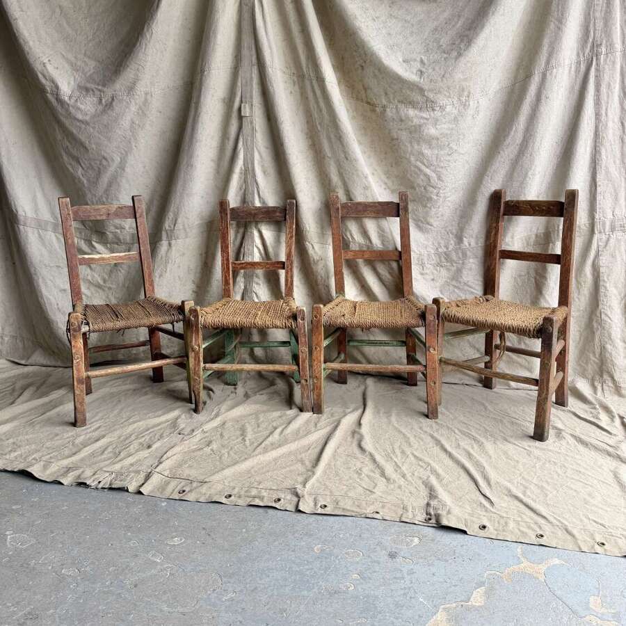 A rare set of four 19th century antique Irish Sugan chairs